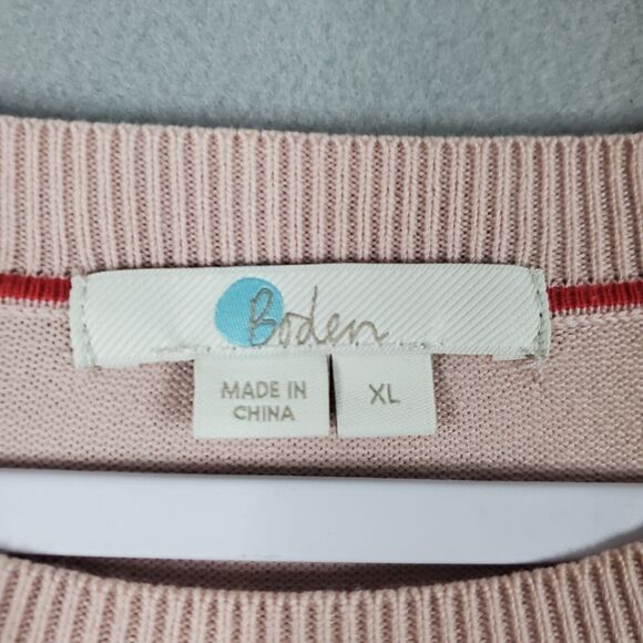 BODEN Eldon Crew Neck Long Sleeve Button Cuff Sweater Cotton Blend Blush - Picture 8 of 10